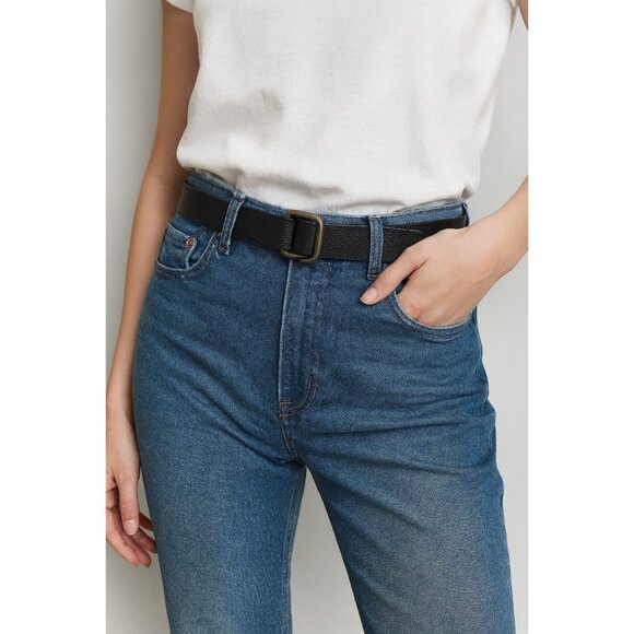 Women’s Genuine Leather Belt Made Italy Black Brass Buckle Textured Wide Belt M - Picture 11 of 12